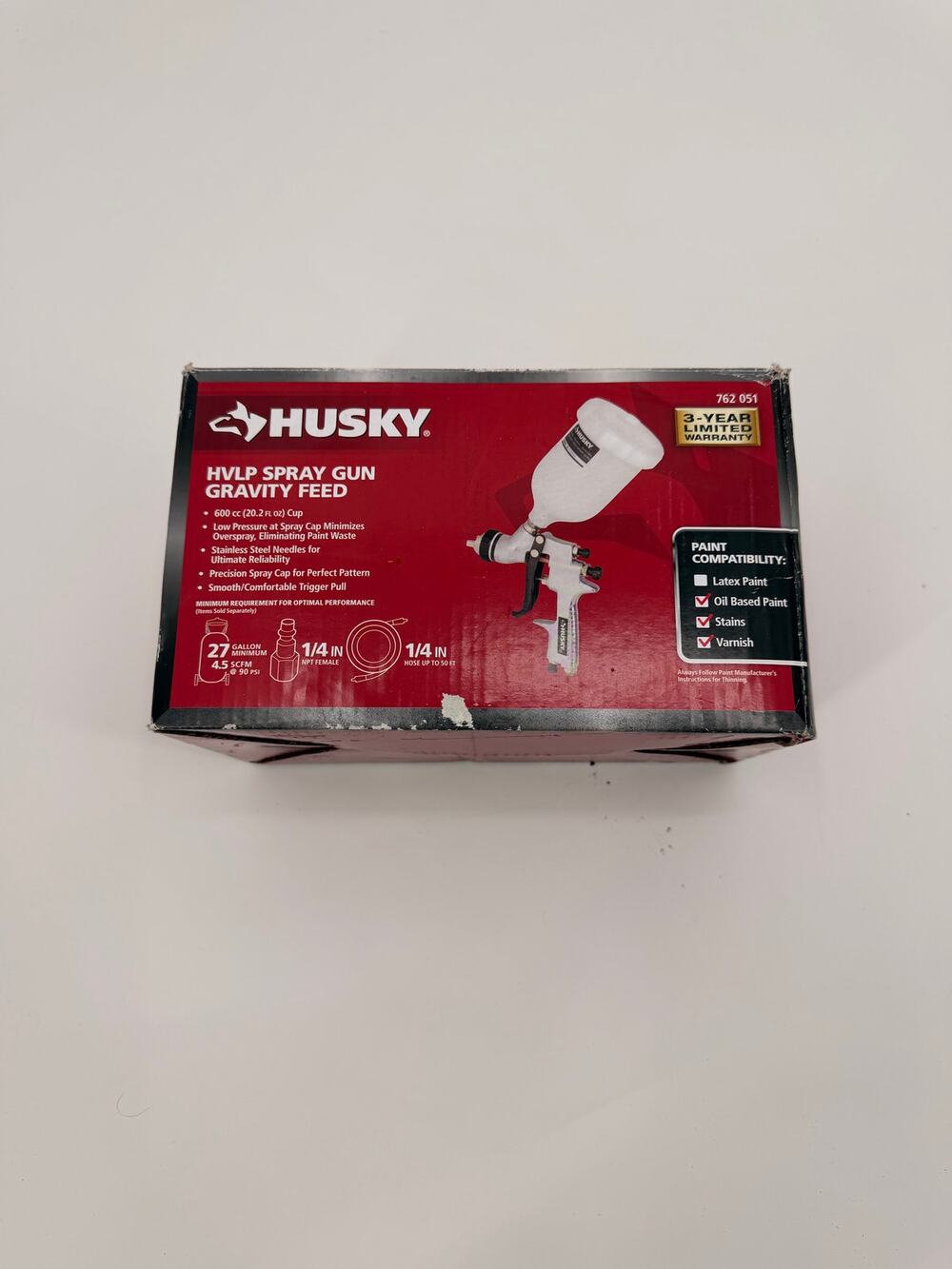 Husky H4840GHVSG Gravity Feed HVLP Spray Gun 600cc Paint Gun Kit New Open Box
